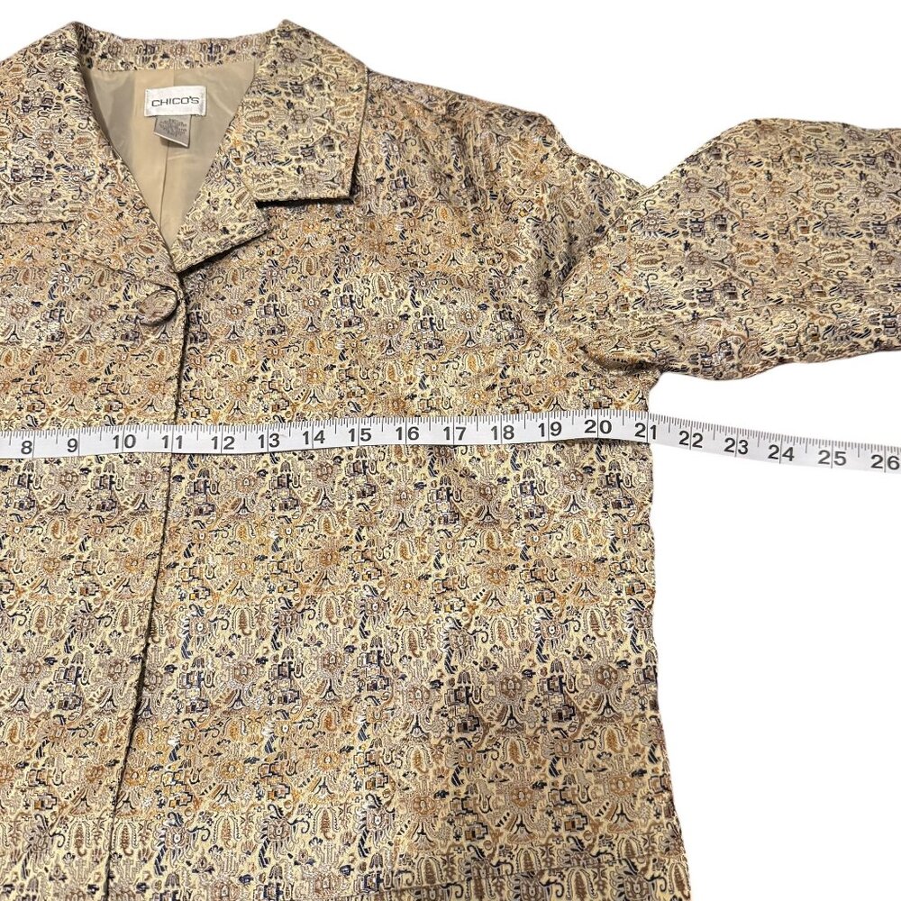 Chico's Women's Metallic Gold Jacquard Tandie Blazer Jacket Size 2 (US L/12) - Picture 8 of 12
